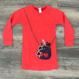 Kids Little Marc Jacobs red long sleeve shirt dress handbag print size 8